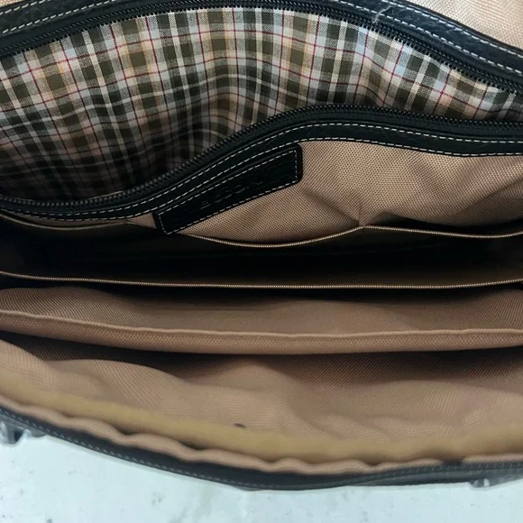 Boconi black leather slim messenger bag